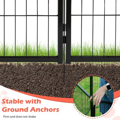 32-Inch Black Metal Outdoor Dog Playpen with Door