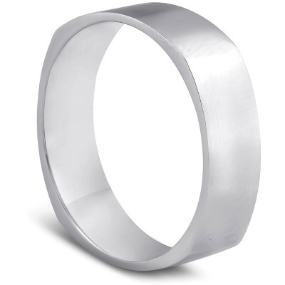 Pompeii3 10k White Gold Mens Hand High Polished Squared Off 6MM Wedding Band