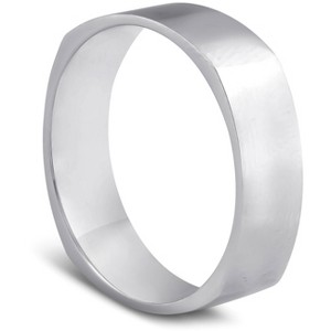 Pompeii3 10k White Gold Mens Hand High Polished Squared Off 6MM Wedding Band - 1 of 4