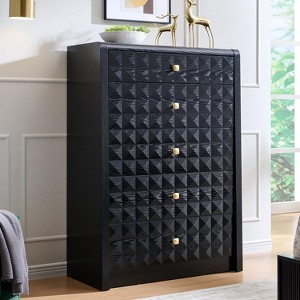 SinCiDo 5 Drawer Dressers for Bedroom, Wood Tall Closet Chest of Drawers with Diamond Panel Decorate, Mid Century Modern Storage Organizer - 1 of 4