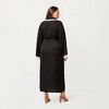 Anna-Kaci Lounge Women's Plus Size Long Robe with Lace Trim on Collar and Cuffs Featuring Soft Flowing Fabric and Adjustable Belt - 4 of 4