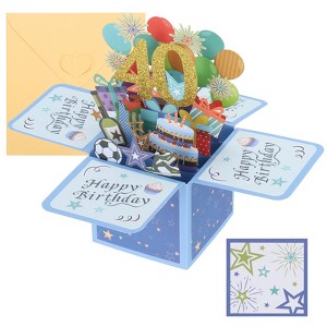 Unique Bargains 3D Pop-Out Gold Foil Birthday Card with Greeting Card and Envelope - 1 of 4