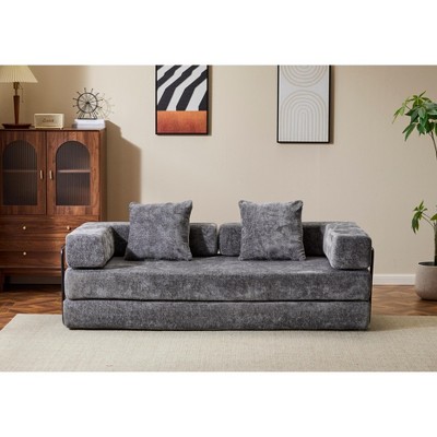 COMHOMA Floor Couch, Compression Sofa, Convertible Floor Sofa Bed with Pillow Back Support Armrest, for Living Room, Bedroom