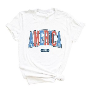 Simply Sage Market Women's America 1776 Varsity Short Sleeve Graphic Tee - 1 of 3