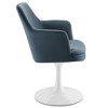 Modway Lippa Swivel Dining Armchair – White Pedestal Base with Cadet Blue Velvet Upholstery, 360° Barrel Seat for Modern Dining - 4 of 4