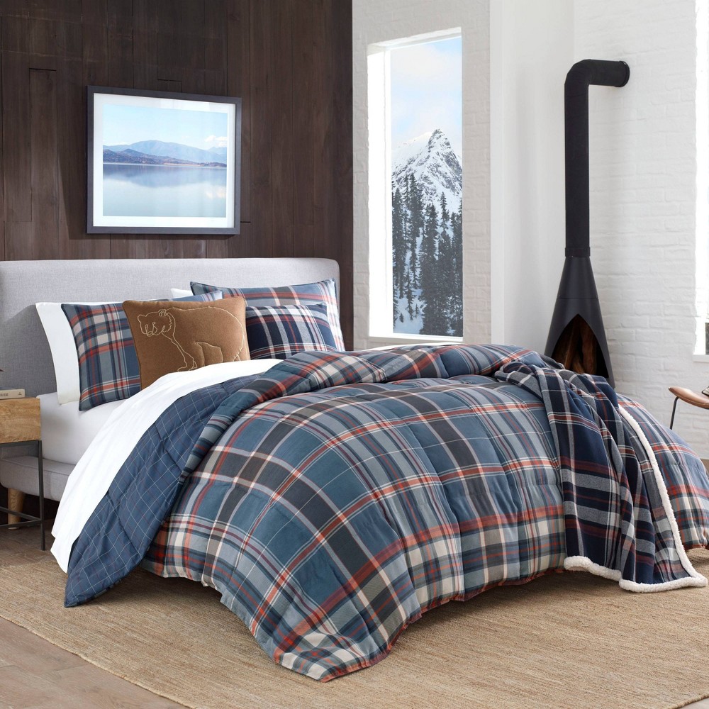 Photos - Duvet Eddie Bauer King Shasta Lake Comforter Set Indigo 