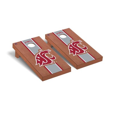 NCAA Washington State Cougars Premium Cornhole Board Rosewood Stained Stripe Version