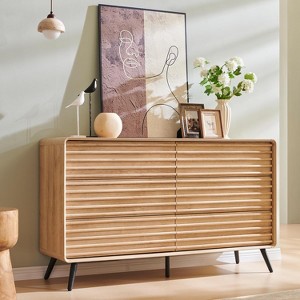 Modern 6 Drawers Dresser for Bedroom, Wood Fluted Double Dresser, Mid Century Chest of Drawers for Bedroom, Living Room - 1 of 4