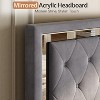 AMERLIFE Bed Frame with LED Headboard & Footboard, Velvet Upholstered, No Box Spring Needed - 4 of 4