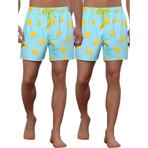 Lars Amadeus Men's Fruits Print Drawstring Waist Surfing Board Shorts 2 Pack - 1 of 4