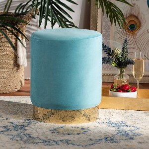 Chaela Velvet Metal Ottoman - Baxton Studio - 1 of 4