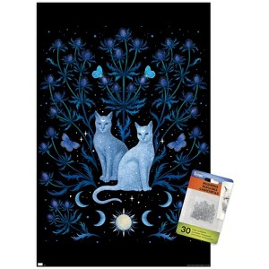 Trends International Episodic Drawing - Blue Thistle And Cat Unframed Wall Poster Prints - 1 of 4