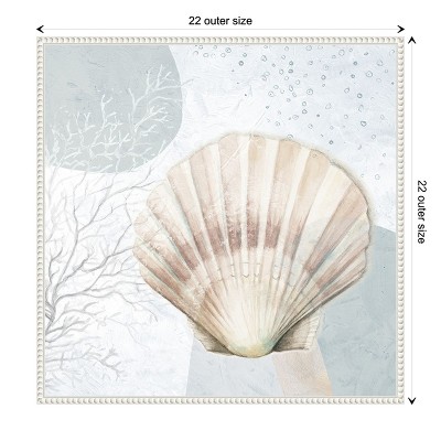 Blush Scallop Nautical Canvas Print with Beaded Frame
