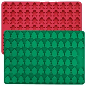 Aoibox Christmas Mini Candy Molds with Xmas Tree and Gingerbread Man Shape,Non-Stick Food Grade DIY Set for Gummy Jelly Dog Treat Wax Melt Gift Baking - 1 of 4