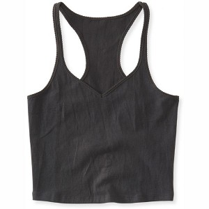 Aeropostale Womens Trimmed V-Neck Cami Tank Top, Black, Large - 1 of 2