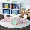 Whisen Kids Table and Chair Set, 3-Piece Wooden Toddler Desk with Animal Backrest - Pink & White - 3 of 4
