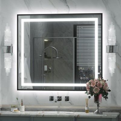 Apmir Super Bright Front & Back LED Lighted Anti-Fog Aluminum Alloy Framed Tempered Glass Bathroom/Vanity Mirror with ETL & 3-Year Warranty