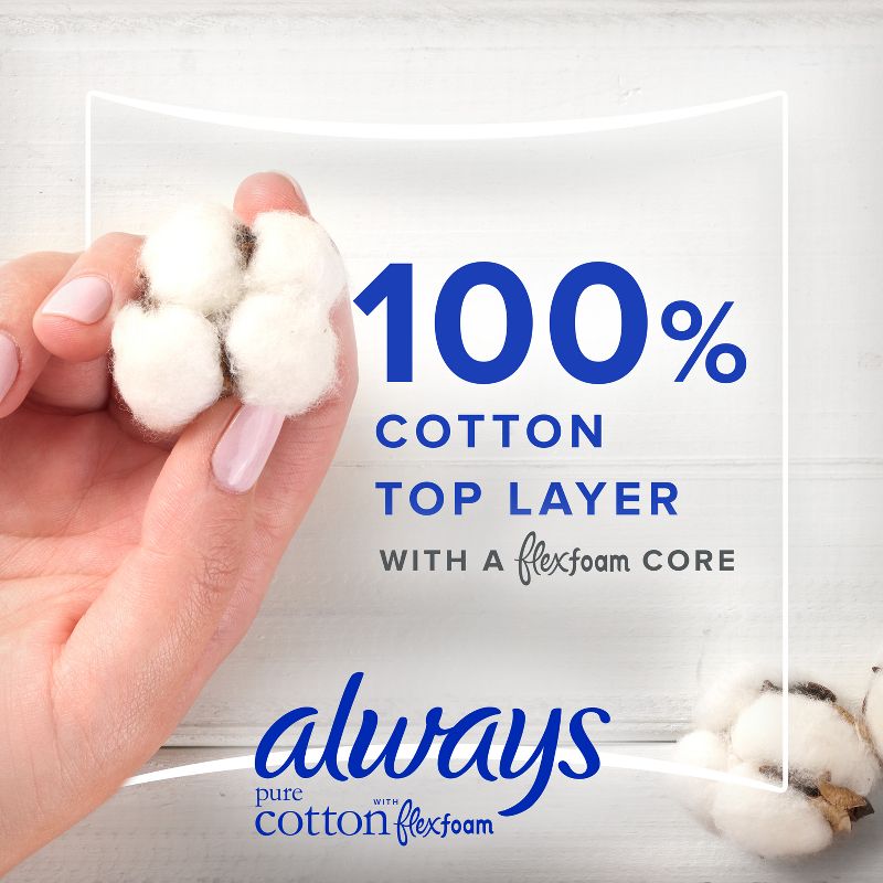 Always Pure Cotton with Wings Size 1 Regular Unscented - 28ct, 4 of 9