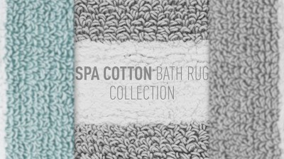 Gray and White Cotton Reversible Striped Bath Rug