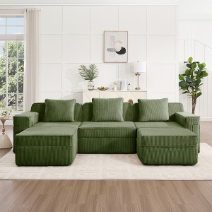 VASIP Modular Boneless Cloud Sectional Sofa  3-Seat with Deep Seat and Pillows,Modern Corduroy Fabric for Living Room,Camel - 1 of 4