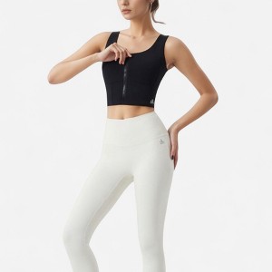 Anna-Kaci Active Women's Zip-Up Cropped Athletic Tank Top with Built-In Bra and Contoured Seam Design - 1 of 4