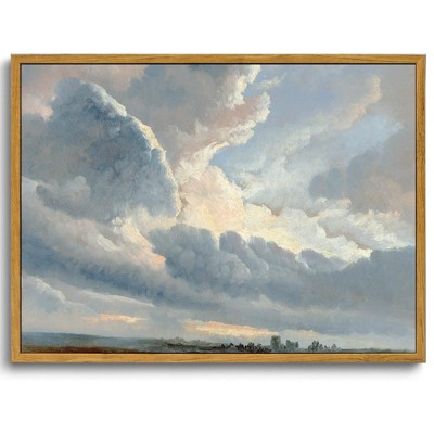 BRINJOY Framed Vintage Cloudscape Oil Painting - Ethereal Sky Canvas Art for French Country Farmhouse Decor