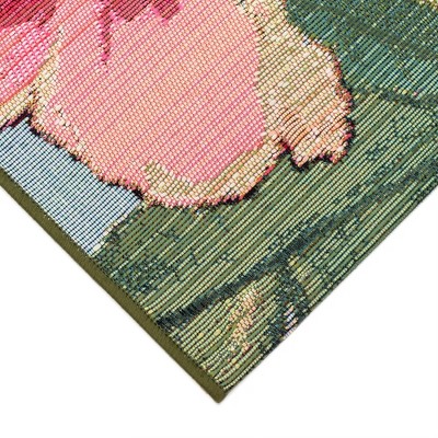 Tropical Leaves & Leopard Print 8' x 10' Indoor/Outdoor Rug