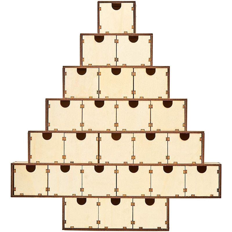 Juvale Wooden Advent Calendar, Unfinished Wood Christmas Tree (13.2 x 12.2 x 2.5 In), 4 of 7