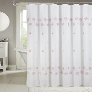 RT Designers Collection Tiffany Embroidered Stylish Shower Curtain 70" x 72" Blush - 1 of 4