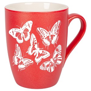 Elanze Designs Butterflies Crimson Red 10 ounce New Bone China Coffee Cup Mug - 1 of 1