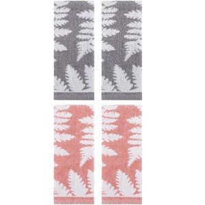 REGALWOVEN 4 Pcs Leaves Pattern Cotton Soft Absorbent Decorative Hand Towels for Bathroom Kitchen 13 x 29 Inch - 1 of 4