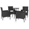 vidaXL Patio Bistro Set with Cushions Black and White Poly Rattan - 4 Piece - 3 of 4