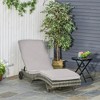 Resenkos Chaise Lounger With 5-Level Backrest Adjustment, Cushioned Patio Sun Lounger, Easy-Moving Wheels, PE Rattan, Cream White - 2 of 4