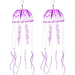 Glow-in-the-Dark Jellyfish Dangle Earrings - Light Up Party Jewelry for Festivals, Vacations & Clubs - 1 of 4