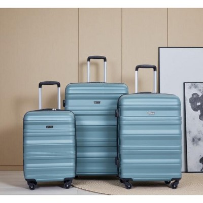 Vynxaria 3-Piece Dark Green PC Expandable Luggage Set 21/25/29" with Two Hooks Spinner Wheels TSA Lock
