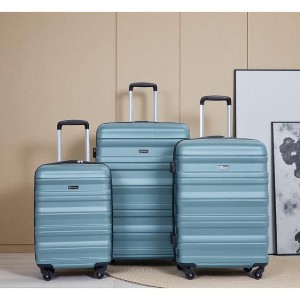 Vynxaria 3-Piece Dark Green PC Expandable Luggage Set 21/25/29" with Two Hooks Spinner Wheels TSA Lock - 1 of 4