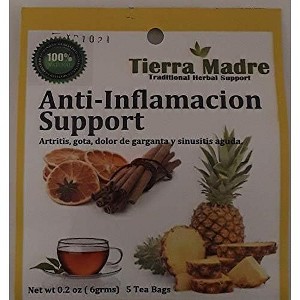 TEA, TIERRA MADRE ANTI-INFLAMACION SUPPORT (ARTRITIS, GOTA, DOLOR DE GARGANTA Y SINUSITIS AGUDA) 3 PACK (5 BAGS PER PACK- 15 BAGS TOTAL) - 1 of 2