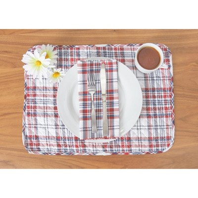 Benjamin Red and White Cotton Plaid Placemat Set of 6