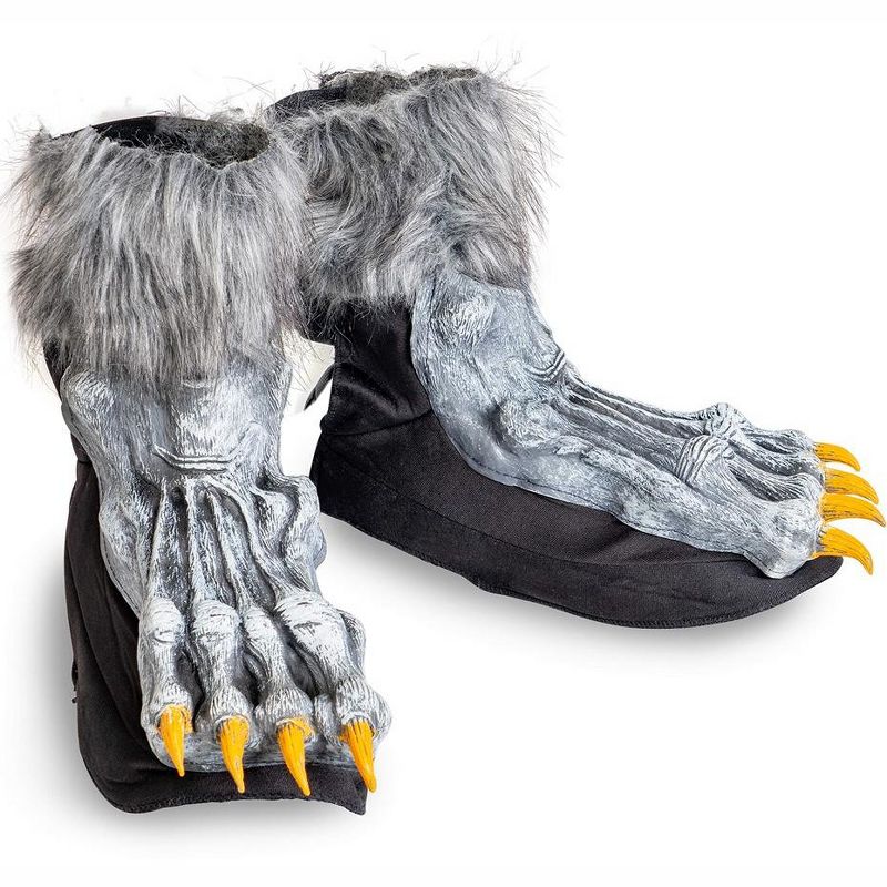 Skeleteen Adults Wolf  Shoe Covers - Gray, 4 of 6