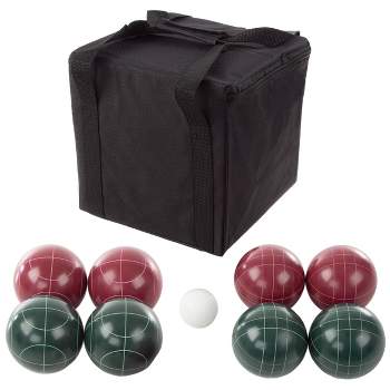 Toy Time Outdoor Bocce Ball Set with Bocce Balls, Pallino and Equipment Carrying Bag - Red/Green