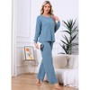 INSPIRE CHIC Womens Ribbed Knit Fuzzy Pajamas Long Sleeve Top and Pants Outfits Lounge Sets - 4 of 4