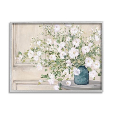Stupell Industries Geranium Tabletop Country Still Life Painting Blooming Flowers