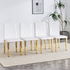 APRILSOUL34.65"Set of 4 white PU leather backrest chairs with gold metal legs -A perfect match - 2 of 4