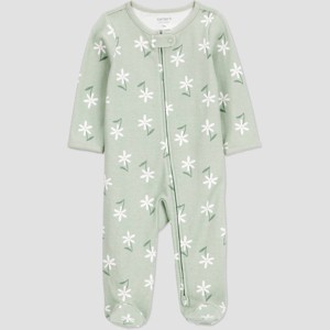 Carter's Just One You® Baby Girls' Floral Sleep N' Play - Green - 1 of 4