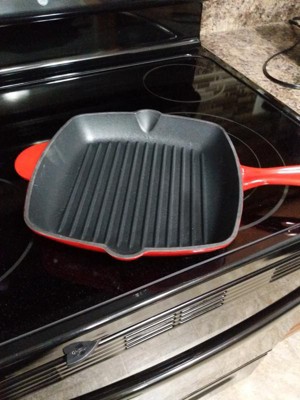 Nutrichef Cast Iron Square Skillet Grill Pan