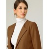 Allegra K Women's Mid-thigh Collarless Single Breasted Outwear Winter  Overcoat Brown Small