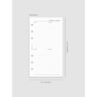 2026 Dated Vertical Weekly Planner Inserts | Monday Start | Cloth & Paper