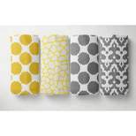 Bacati - Ikat Yellow/Gray Dots/Giraffe Swaddling Muslin Blankets set of 4