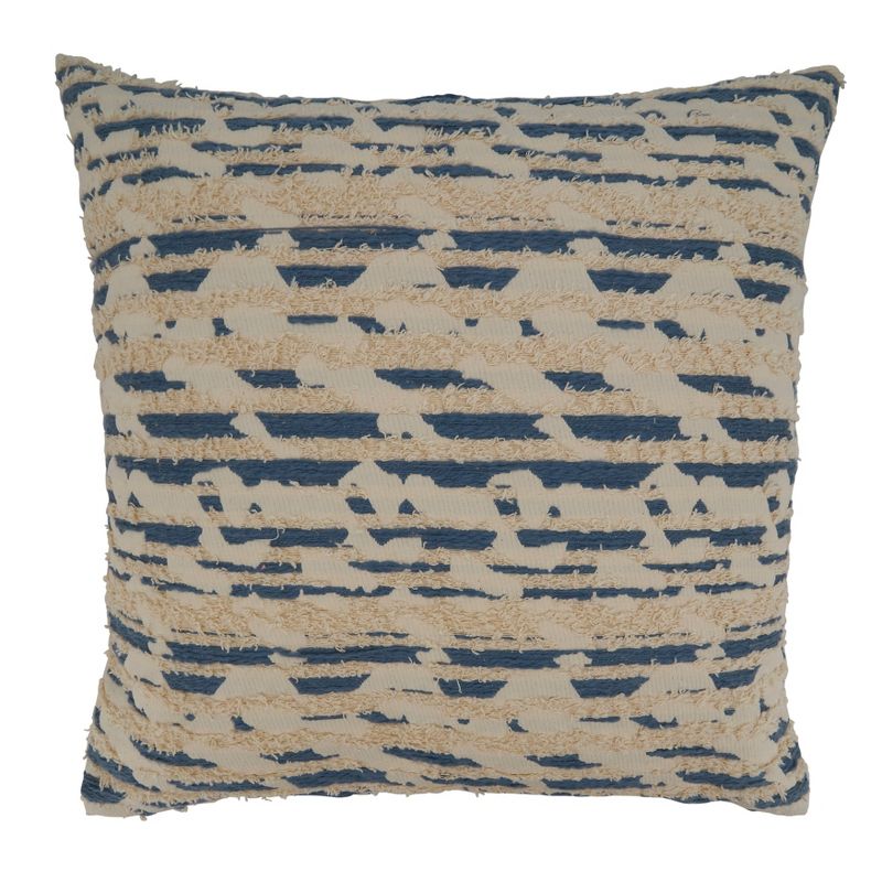 Saro Lifestyle Textured + Printed  Decorative Pillow Cover, Blue, 22", 1 of 3