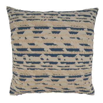 Saro Lifestyle Textured + Printed Pillow - Poly Filled, 22" Square, Blue
